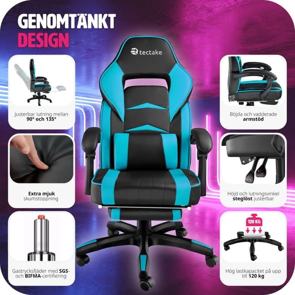 Gamingstol Comodo - svart/azurblå