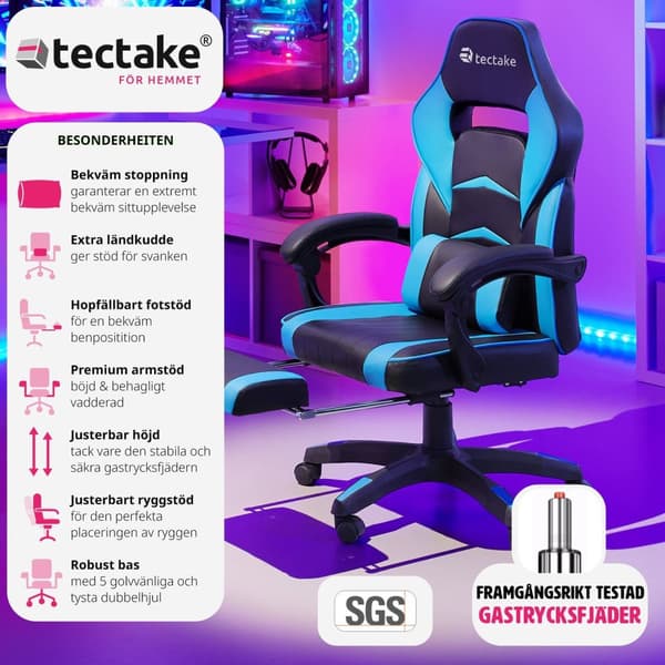 Gamingstol Comodo - svart/azurblå