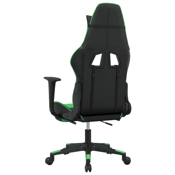 vidaXL Gamingstol med massage och fotstöd svart och grön konstläder
