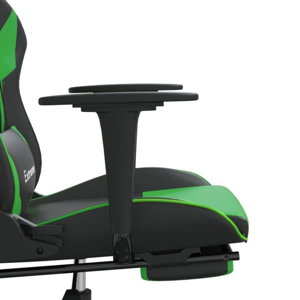 vidaXL Gamingstol med massage och fotstöd svart och grön konstläder