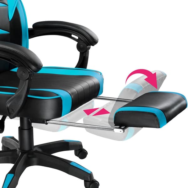 Gamerstol Comodo med fodstøtte - sort/azur