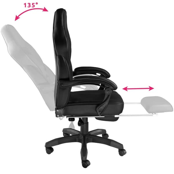 Gamerstol Comodo med fodstøtte - sort/sort