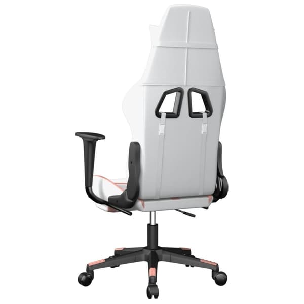 vidaXL Gamingstol med fotstöd vit och rosa konstläder