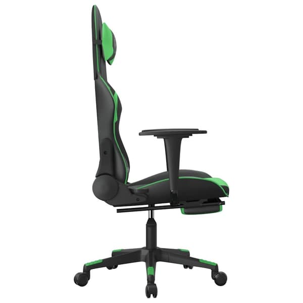 vidaXL gamingstol m. massagefunktion og fodstøtte kunstlæder sort grøn
