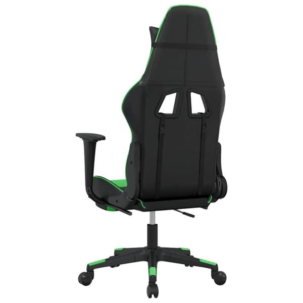 vidaXL gamingstol m. massagefunktion og fodstøtte kunstlæder sort grøn