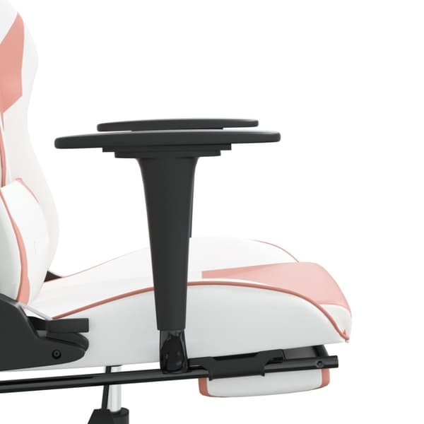 vidaXL gamingstol med fodstøtte kunstlæder hvid og lyserød