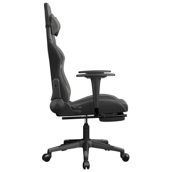 vidaXL gamingstol m. massagefunktion og fodstøtte kunstlæder sort grå