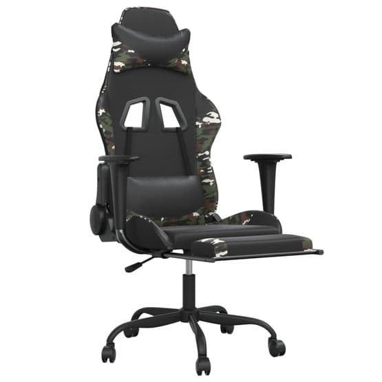 Gamingstol Med Massage Och Fotstöd Svart Kamouflage Konstläder-2