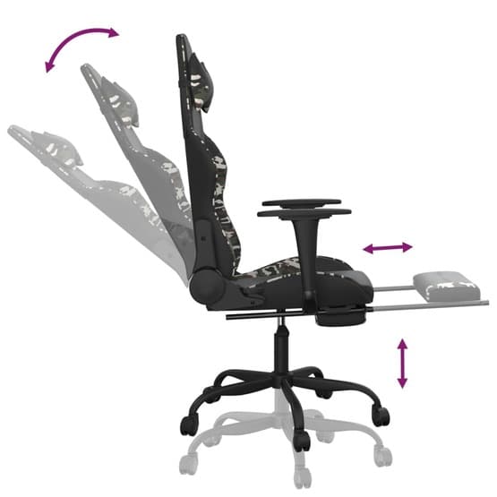Gamingstol Med Massage Och Fotstöd Svart Kamouflage Konstläder-2
