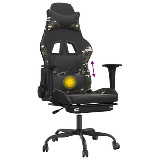 Gamingstol Med Massage Och Fotstöd Svart Kamouflage Konstläder-2