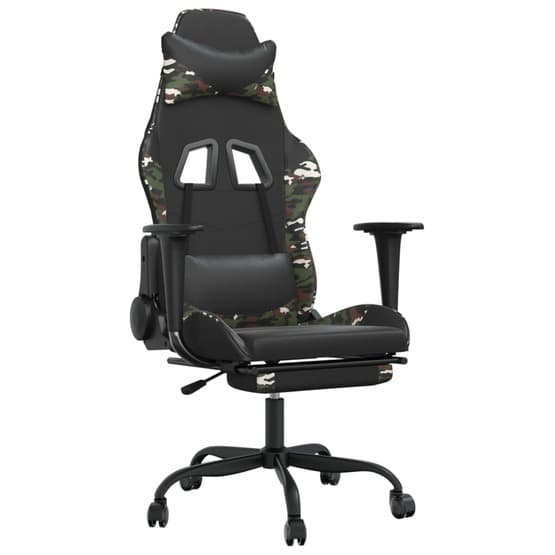 Gamingstol Med Massage Och Fotstöd Svart Kamouflage Konstläder-2