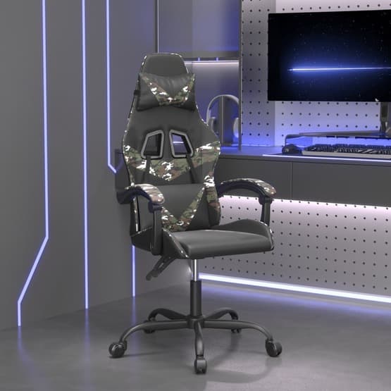 Gamingstol Svart Och Kamouflage Konstläder-3