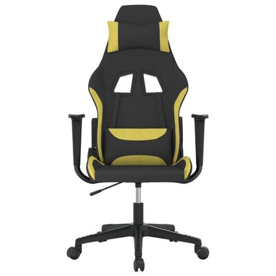 Gamingstol Med Massage Svart Och Ljusgrön Tyg-1