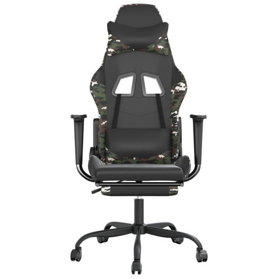 Gamingstol Med Fotstöd Kamouflage Och Svart Konstläder