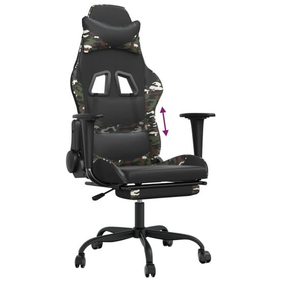 Gamingstol Med Fotstöd Kamouflage Och Svart Konstläder