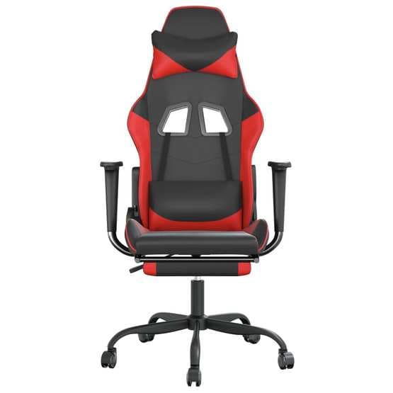 Gamingstol Med Fotstöd Svart Och Röd Konstläder-5