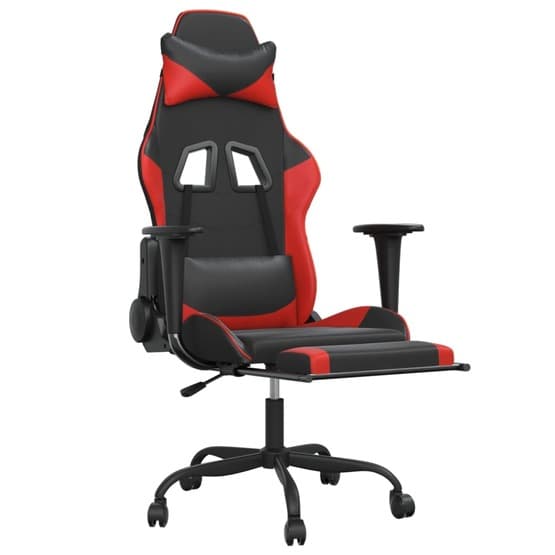 Gamingstol Med Fotstöd Svart Och Röd Konstläder-5