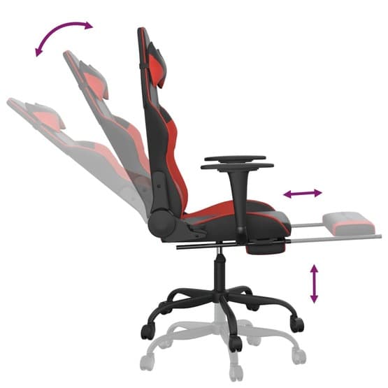 Gamingstol Med Fotstöd Svart Och Röd Konstläder-5