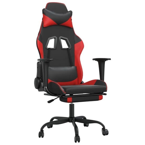 Gamingstol Med Fotstöd Svart Och Röd Konstläder-5
