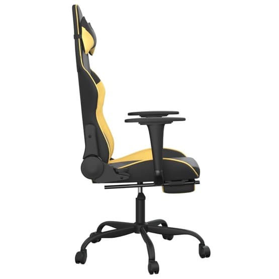 Gamingstol Med Massage Och Fotstöd Svart Och Guld Konstläder-3
