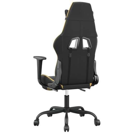 Gamingstol Med Massage Och Fotstöd Svart Och Guld Konstläder-3