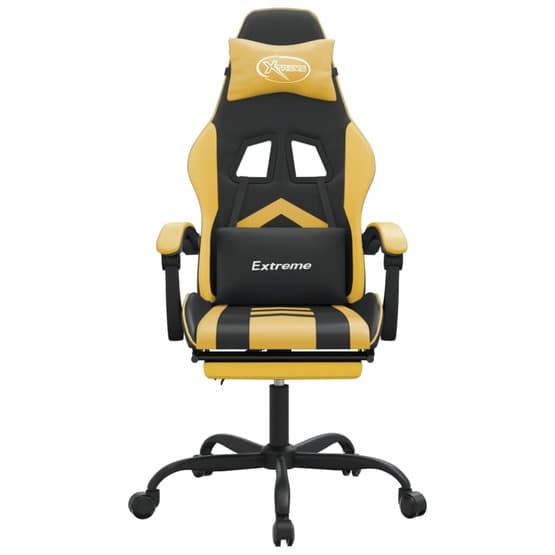 Snurrbar Gamingstol Med Fotstöd Svart Och Guld Konstläder-2