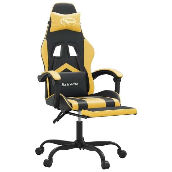 Snurrbar Gamingstol Med Fotstöd Svart Och Guld Konstläder-2