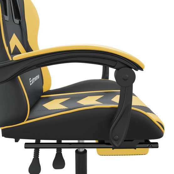 Snurrbar Gamingstol Med Fotstöd Svart Och Guld Konstläder-2