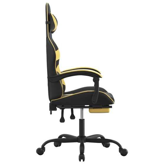 Snurrbar Gamingstol Med Fotstöd Svart Och Guld Konstläder-1