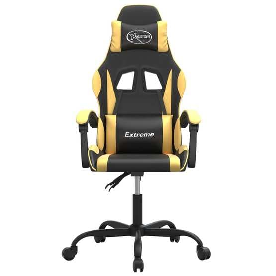 Snurrbar Gamingstol Svart Och Guld Konstläder-4