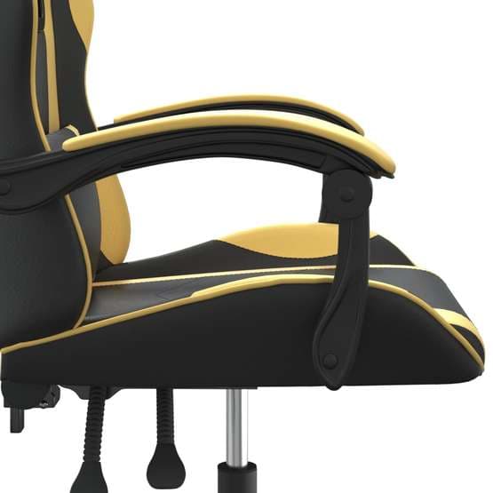 Snurrbar Gamingstol Svart Och Guld Konstläder-4