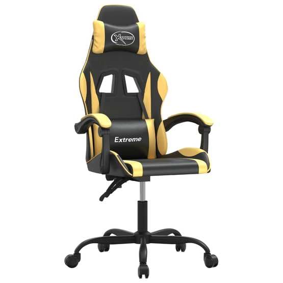 Snurrbar Gamingstol Svart Och Guld Konstläder-4