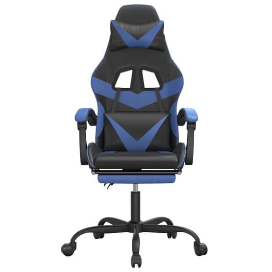 Gamingstol Och Fotstöd Svart Och Blå Konstläder-1