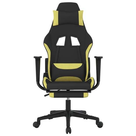 Gamingstol Med Fotstöd Och Massage Svart Och Ljusgrön Tyg