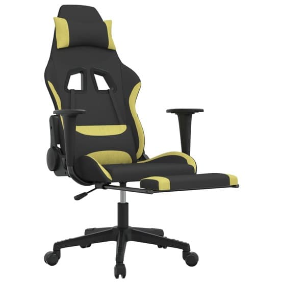 Gamingstol Med Fotstöd Och Massage Svart Och Ljusgrön Tyg