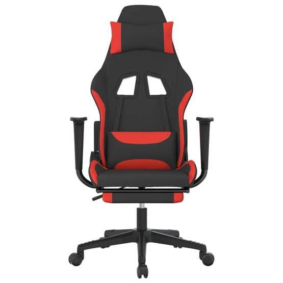 Gamingstol Med Fotstöd Och Massage Svart Och Röd Tyg