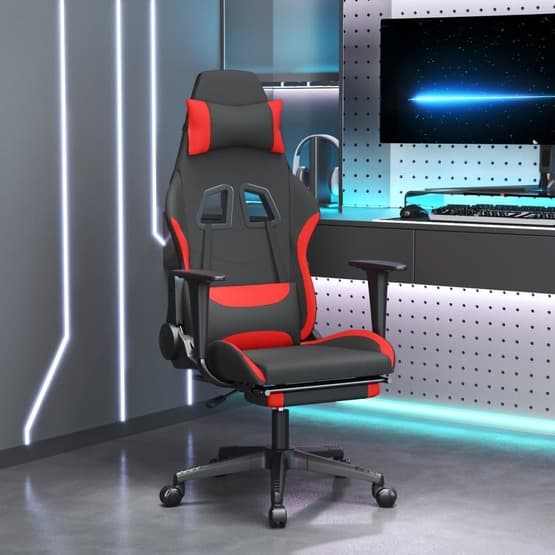 Gamingstol Med Fotstöd Och Massage Svart Och Röd Tyg