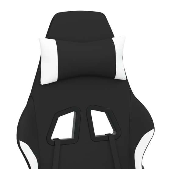 Gamingstol Med Fotstöd Och Massage Svart Och Vit Tyg