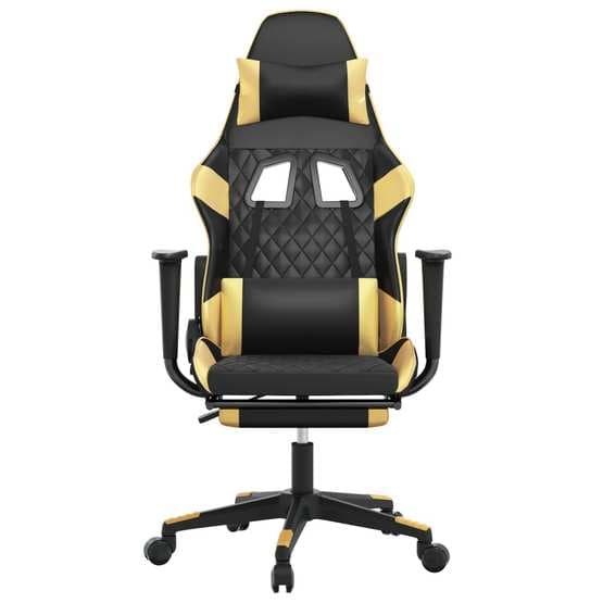 Gamingstol Med Fotstöd Svart Och Guld Konstläder - Markering