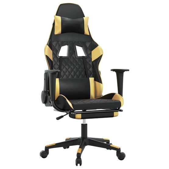 Gamingstol Med Fotstöd Svart Och Guld Konstläder - Markering