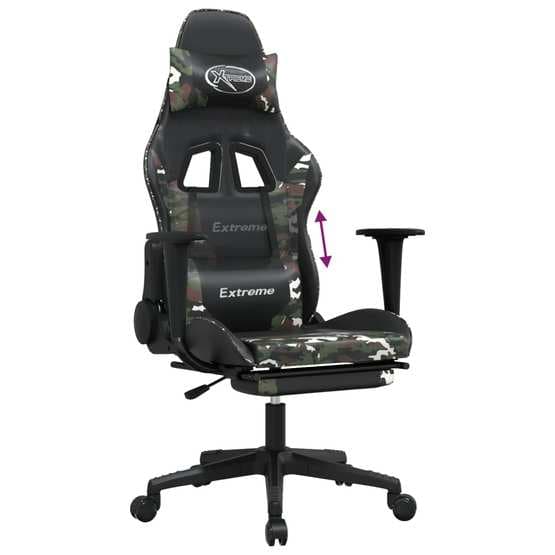 Gamingstol Med Fotstöd Kamouflage Och Svart Konstläder - Extreme