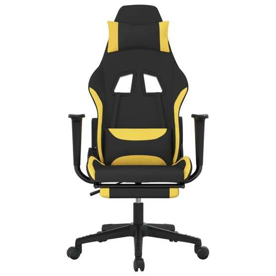 Gamingstol Med Fotstöd Svart Och Gul Tyg