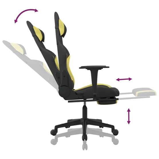 Gamingstol Med Fotstöd Svart Och Ljusgrön Tyg