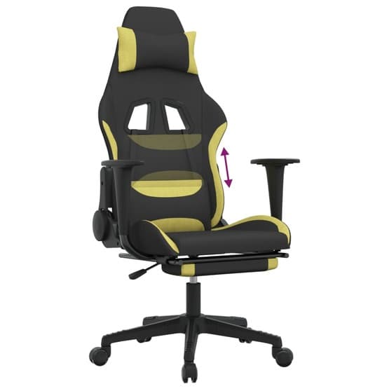 Gamingstol Med Fotstöd Svart Och Ljusgrön Tyg