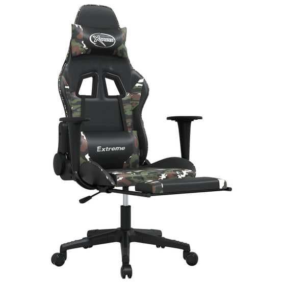 Gamingstol Med Massage Och Fotstöd Svart Kamouflage Konstläder-4
