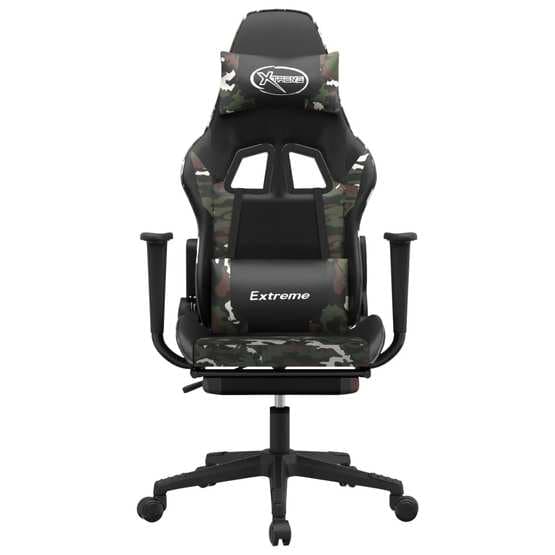 Gamingstol Med Massage Och Fotstöd Svart Kamouflage Konstläder-4