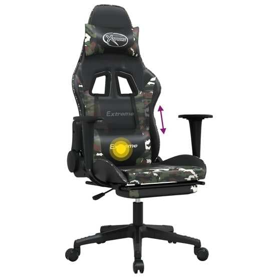 Gamingstol Med Massage Och Fotstöd Svart Kamouflage Konstläder-4