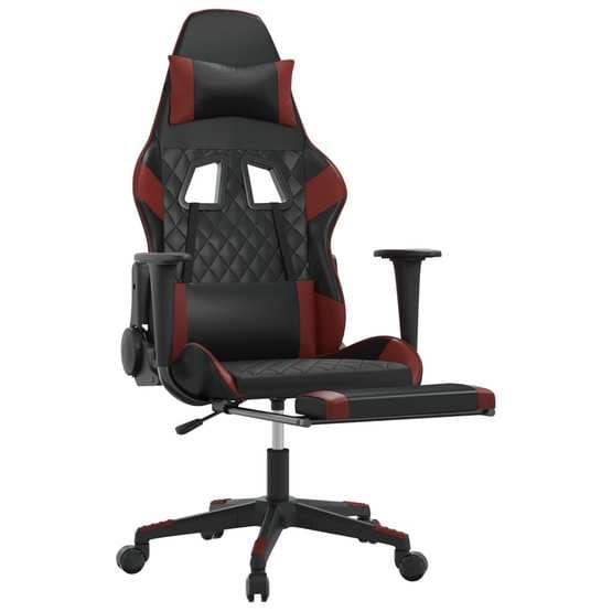 Gamingstol Med Massage Och Fotstöd Svart Och Röd Konstläder-1