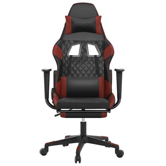Gamingstol Med Massage Och Fotstöd Svart Och Röd Konstläder-1
