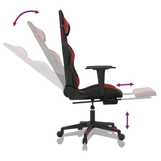 Gamingstol Med Massage Och Fotstöd Svart Och Röd Konstläder-1